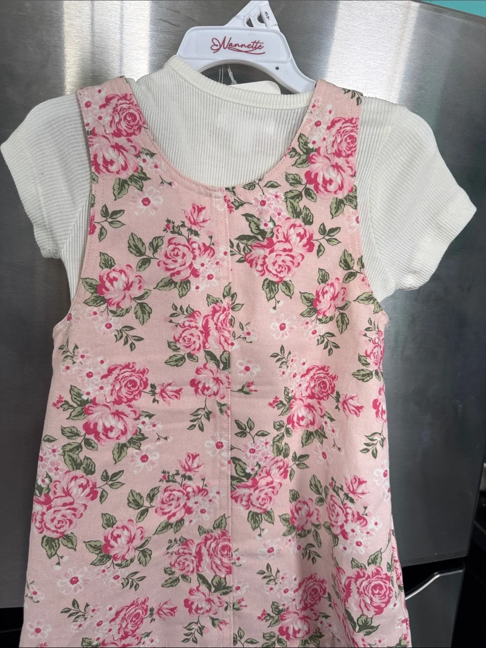 Nannette Pink Floral Dress with Matching Bow
